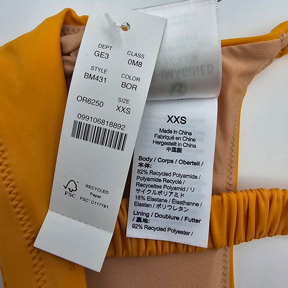 J. Crew Womans size XXS Scrunchie Strap Square Neck Bikini Top Orange/Yellow NEW - Picture 6 of 7